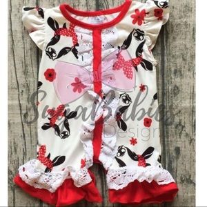 NWT cow prints baby romper with snaps E18